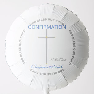 Blue Boy Silver Confirmation Cross Balloon