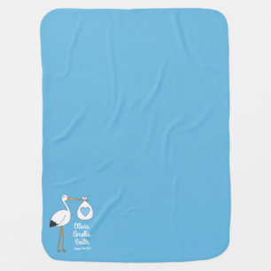 Blue Boy Stork Baby Shower Blanket