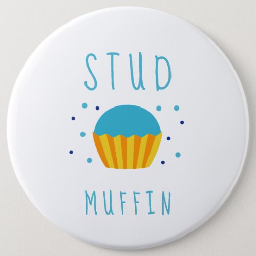 Blue Boy Stud Muffin Gender Reveal Baby Shower Pinback Button