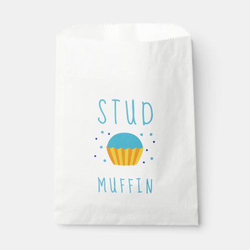 Blue Boy Studmuffin Gender Reveal Baby Shower Favor Bag