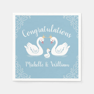 Blue Boy Swan Baby Shower Napkins