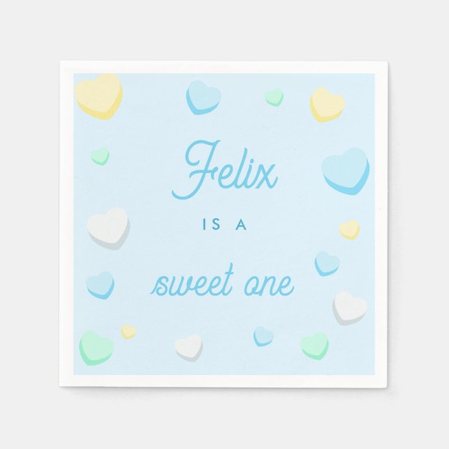 Blue Boy Sweet One First Birthday Napkins (Front)