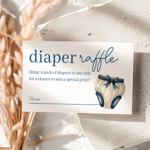 Blue Boy Teddy Bear Baby Shower Diaper Raffle Enclosure Card