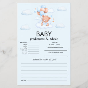 Blue Boy Teddy Bear Baby Shower Flyer