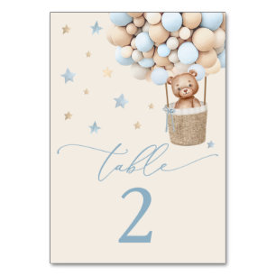 Blue Boy Teddy Bear Baby Shower  Table Number