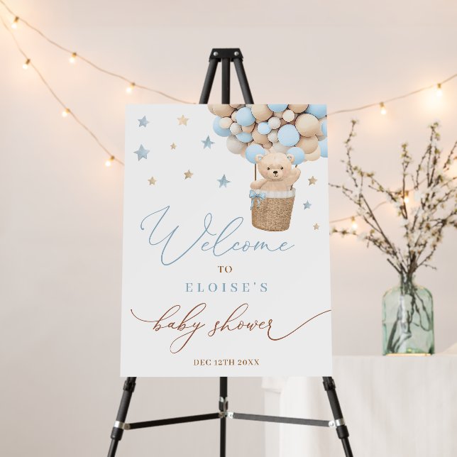 Blue Boy Teddy Bear Baby Shower Welcome Foam Board (In Situ (Stand))
