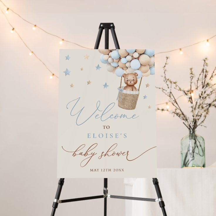 Blue Boy Teddy Bear Baby Shower Foam Board Zazzle