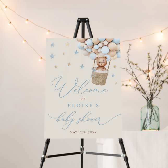 Blue Boy Teddy Bear Baby Shower Welcome Foam Board (In Situ (Stand))