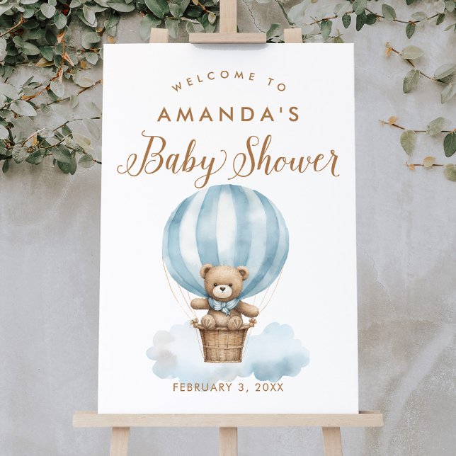Blue Boy Teddy Bear Baby Shower Welcome Sign (Creator Uploaded)