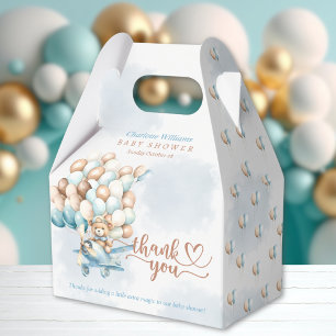 Blue Boy Teddy Bear Balloons Favor Boxes