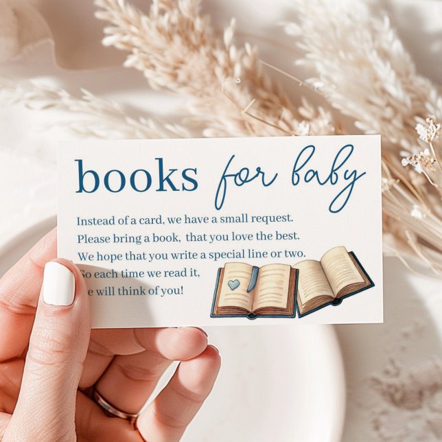 Blue Boy Teddy Bear Books for Baby Shower Enclosure Card (Creator Uploaded)