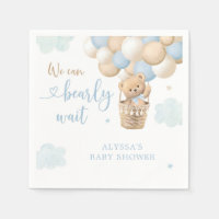 Blue Boy Teddy Bear Hot Air Balloon Baby Shower