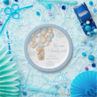 Blue Boy Teddy Bear Hot Air Balloon Baby Shower