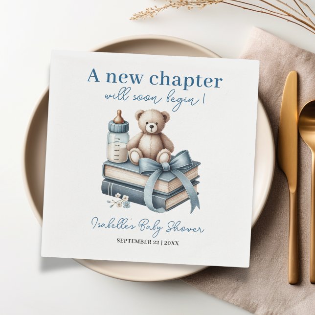 Blue Boy Teddy Bear Personalized Baby Shower  Napkins (Creator Uploaded)