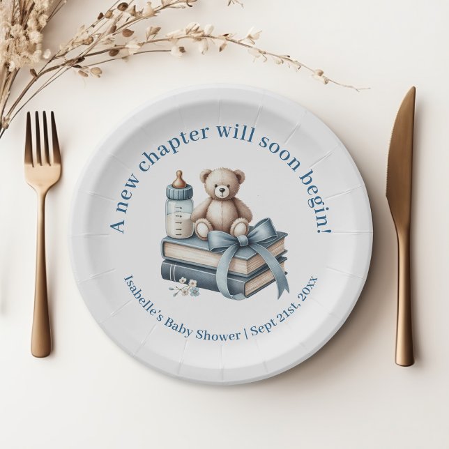 Blue Boy Teddy Bear Personalized Baby Shower  Paper Plates (Blue Boy Teddy Bear Personalized Baby Shower Paper Plates)