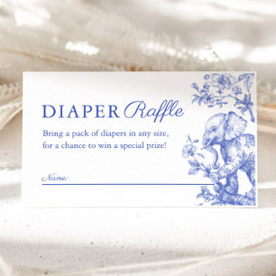 Blue Boy Toile Safari Diaper Raffle Baby Shower Enclosure Card