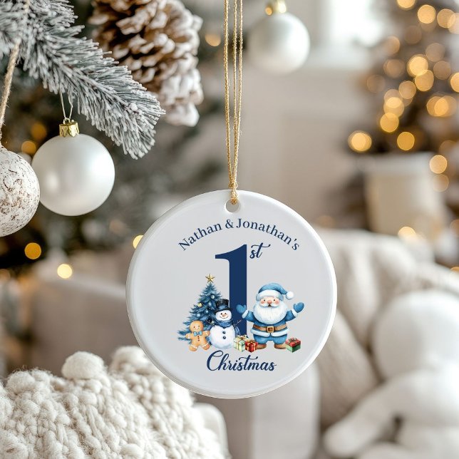 Blue Boy Twin First Christmas  Ceramic Ornament (Creator Uploaded)