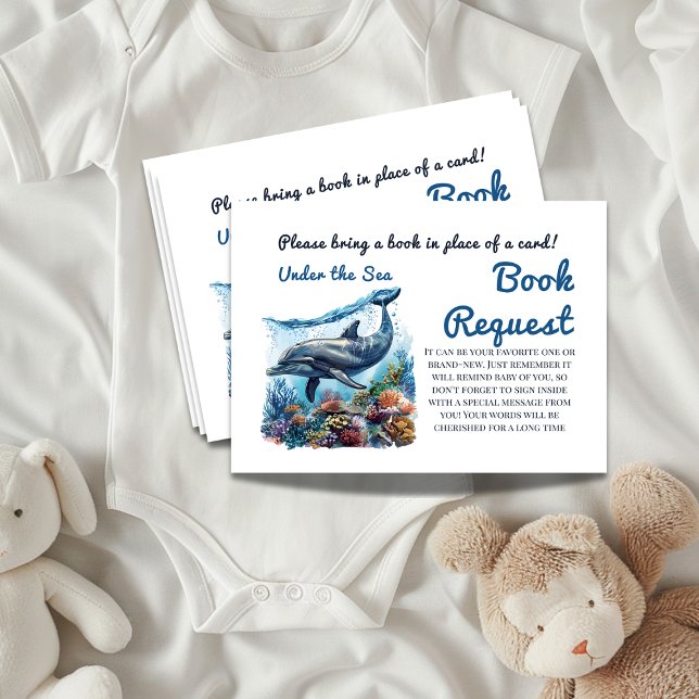 Blue Boy Under the Sea Baby Shower Book Request Enclosure Card (Creator Uploaded)