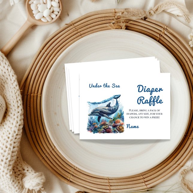 Blue Boy Under the Sea Baby Shower Diaper Raffle Enclosure Card (Creator Uploaded)