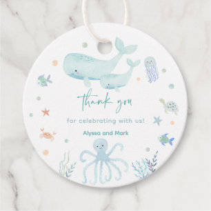 Blue Boy Under the Sea Baby Shower Favor Tags