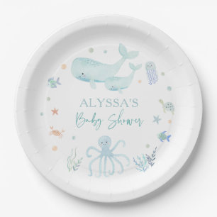 Blue Boy Under the Sea Baby Shower Paper Plates