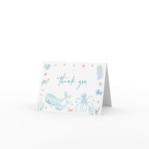 Blue Boy Under the Sea Baby Shower Thank You Card