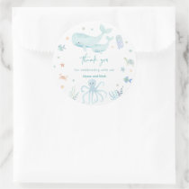Blue Boy Under the Sea Baby Shower Thank You Classic Round Sticker