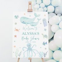 Blue Boy Under the Sea Baby Shower Welcome Foam Board