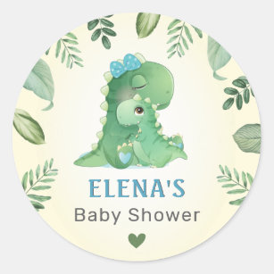 Blue Boy Wild Dinosaur Dino Baby Shower Sprinkle Classic Round Sticker
