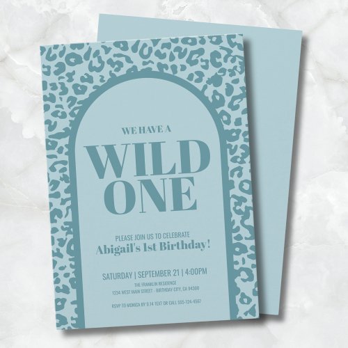 Blue Boy Wild One 1st Birthday Party Invitation