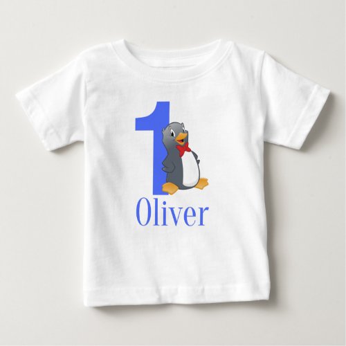 Blue Boys 1st Birthday _ Oliver Birthday Baby T_Shirt