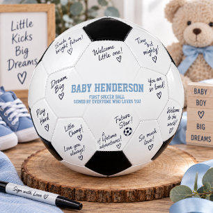 Blue Boys Baby Shower Autographs First  Soccer Ball