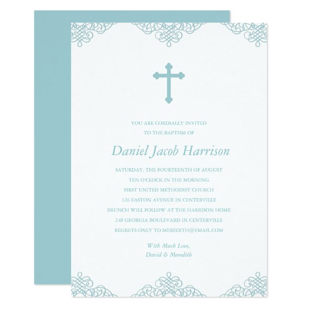 Blue Boys Baptism/Christening Invitation