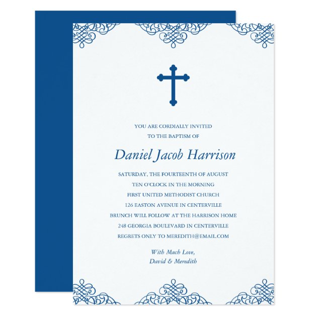 Blue Boys Baptism/Christening Invitation