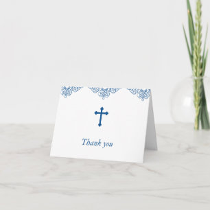 Blue Boys Baptism/Christening Thank You Card