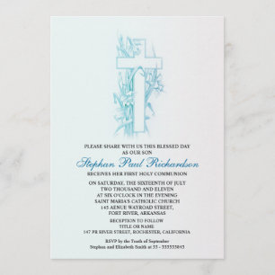 Blue Boy's Communion Christening invitations