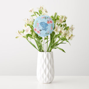 Blue Boy's Elephant Floral Baby Shower Balloon