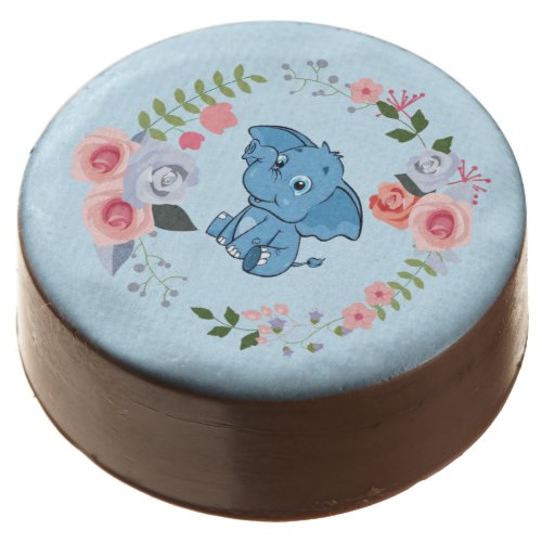 Blue Boys Elephant Floral Baby Shower Oreo Cookie