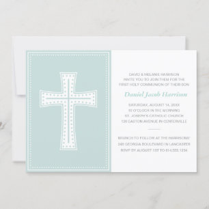 Blue Boys First Communion Invitation