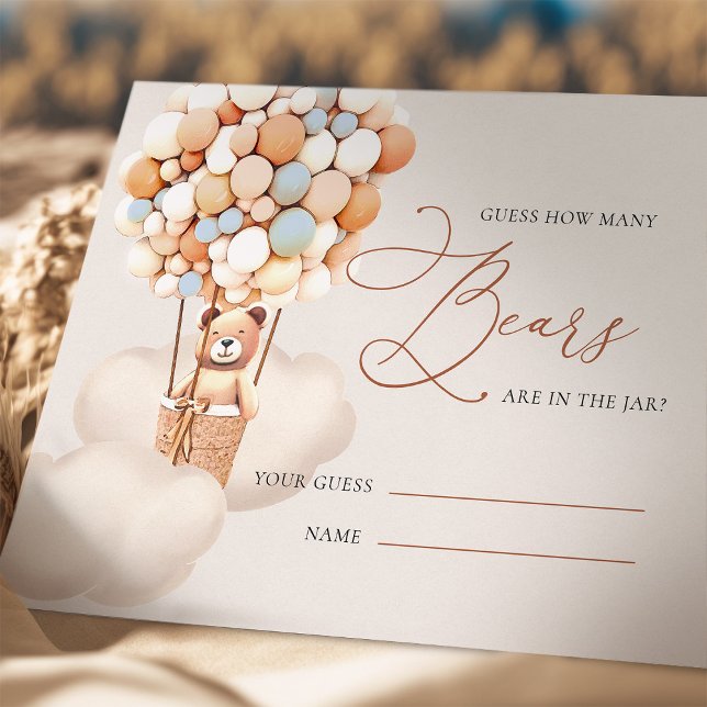 Blue Boys Guess How Many Bears Balloons Tickets Enclosure Card (Creator Uploaded)