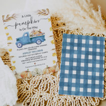 Blue Boy's Little Pumpkin Truck Baby Shower Invitation