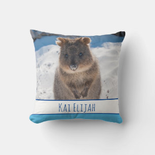 Blue Boys Personalized Quokka Beach Throw Pillow