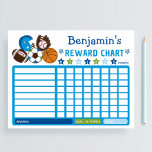 Blue Boys Sports Balls Reward Chart Chore Chart Notepad<br><div class="desc">This adorable chore chart is a great way to help keep your child motivated as they work towards their goals to earn a reward. The design features cute sports balls illustrations.</div>