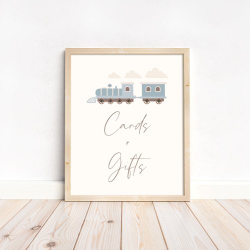 Blue Boys Train Birthday Cards and Gifts Sign