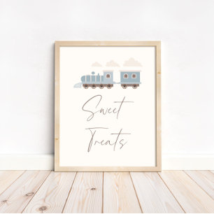 Blue Boys Train Birthday Sweets and Treats Sign