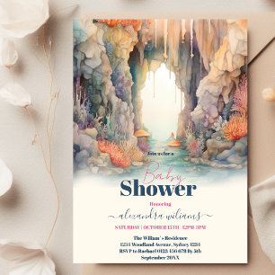 Blue Boys Under the Sea Creatures Baby Shower Invitation