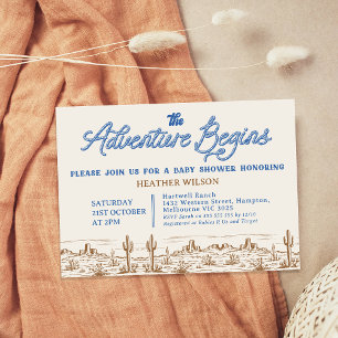 Blue Boys Wilderness Adventure Begins Baby Shower Invitation