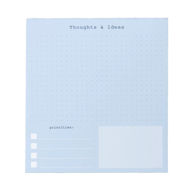 Blue Brain Dump Notepad, Retro Writer aesthetic Notepad (Front)