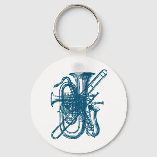 Blue Brass & Sax Keychain