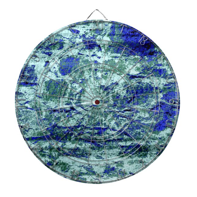Blue brick grunge crack textures background dartboard with darts (Front)